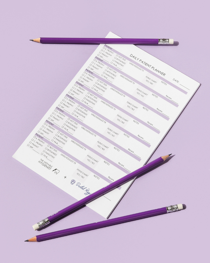 Daily Patient Planner Notepad SMALL Dental Hygiene Nation