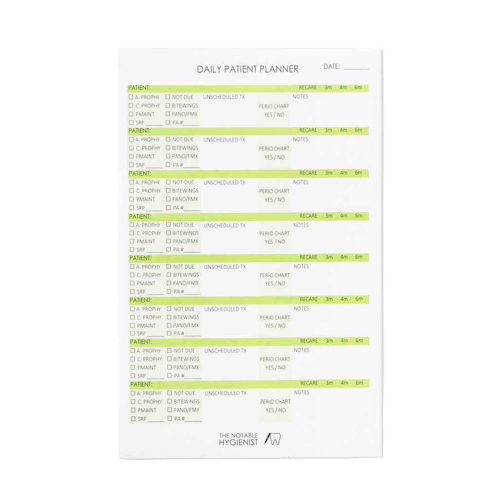 DONATION - Daily Patient Planner Notepad - Sample